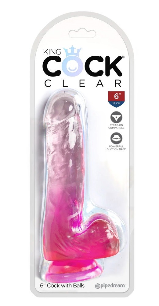 KingCockClear 6 w balls pink