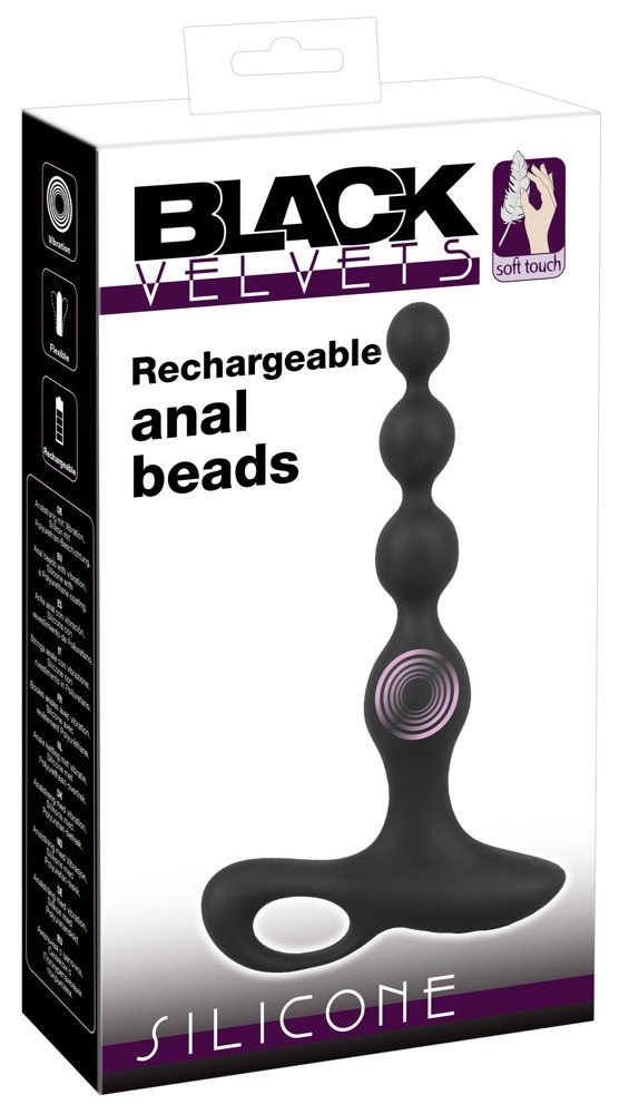 Black Velvets - Koraliki analne z wibracjami 20 cm Black Velvet