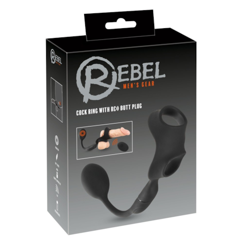 Pierścień na penisa i korek analny 2 w 1 Rebel