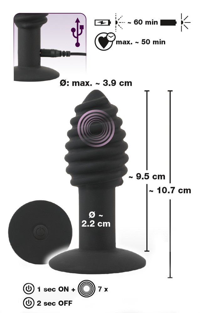 Korek Analny Twist 10,7 Cm Black Velvets