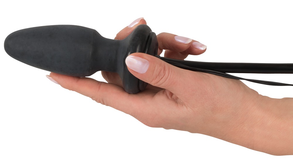 Korek analny lateksowy z wibracjami pompowany Fanny Hill's 12 cm czarny — zdjęcie 5