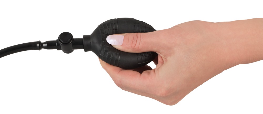 Korek analny lateksowy z wibracjami pompowany Fanny Hill's 12 cm czarny — zdjęcie 6