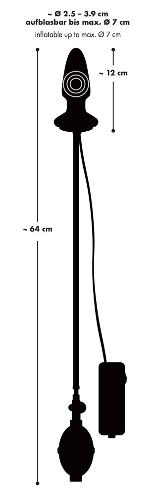 Korek analny lateksowy z wibracjami pompowany Fanny Hill's 12 cm czarny — zdjęcie 7