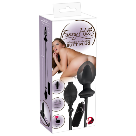 Korek analny lateksowy z wibracjami pompowany Fanny Hill's 12 cm czarny