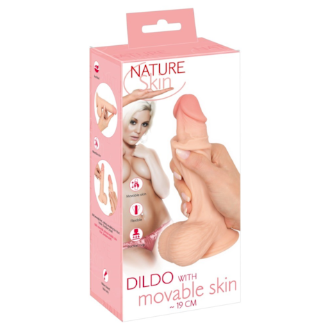 Dildo z ruchomą skórą 18,7cm Nature Skin