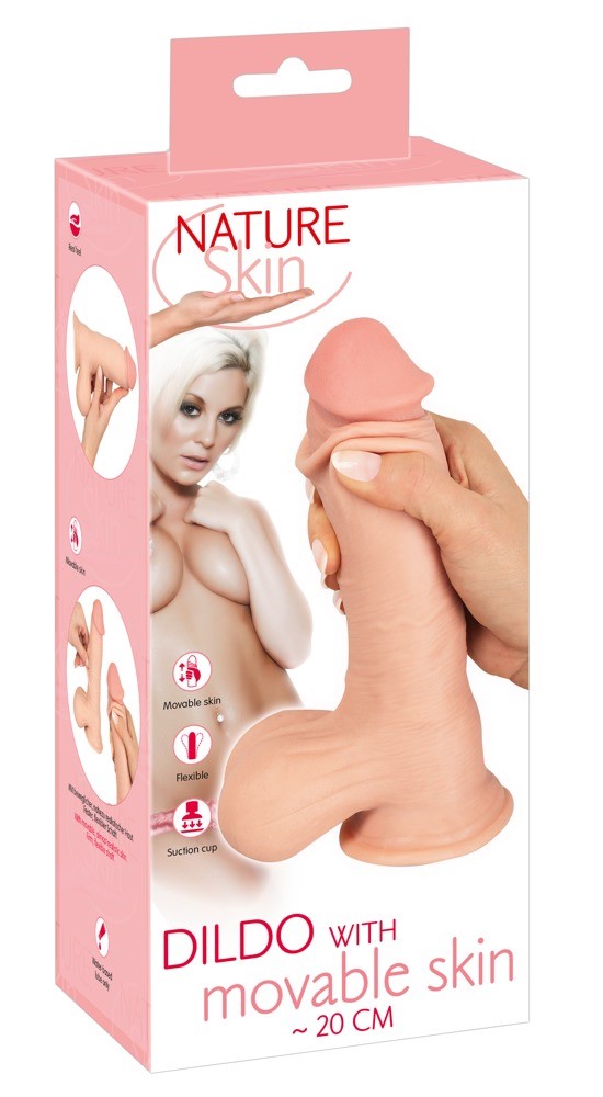 Dildo z ruchom¹ skór¹ 19,9cm Nature Skin