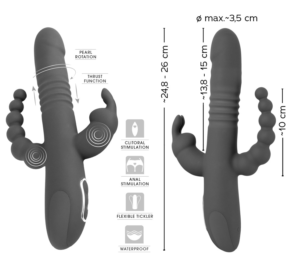 Wibrator z funkcją pchnięcia i koralikami analnymi 24,8cm Sweet Smile — zdjęcie 3