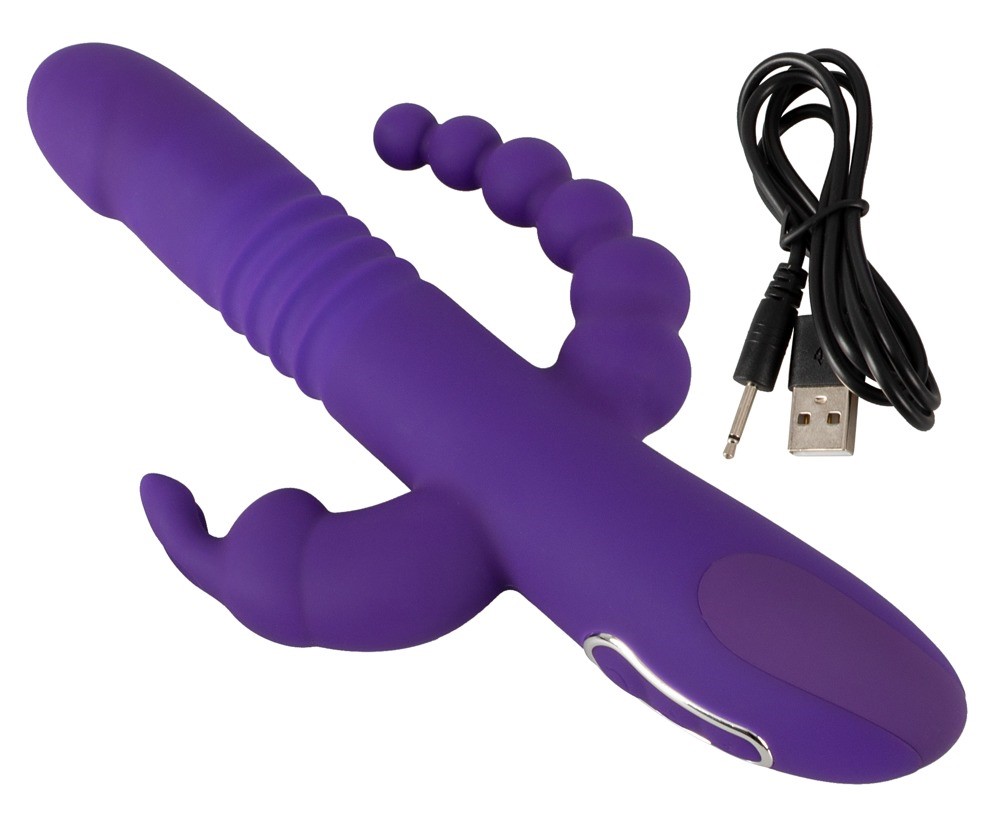 Wibrator z funkcją pchnięcia i koralikami analnymi 24,8cm Sweet Smile — zdjęcie 5