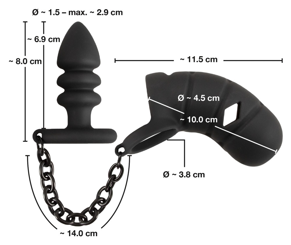 Klatka na penisa z korkiem analnym Black Velvets — zdjęcie 8