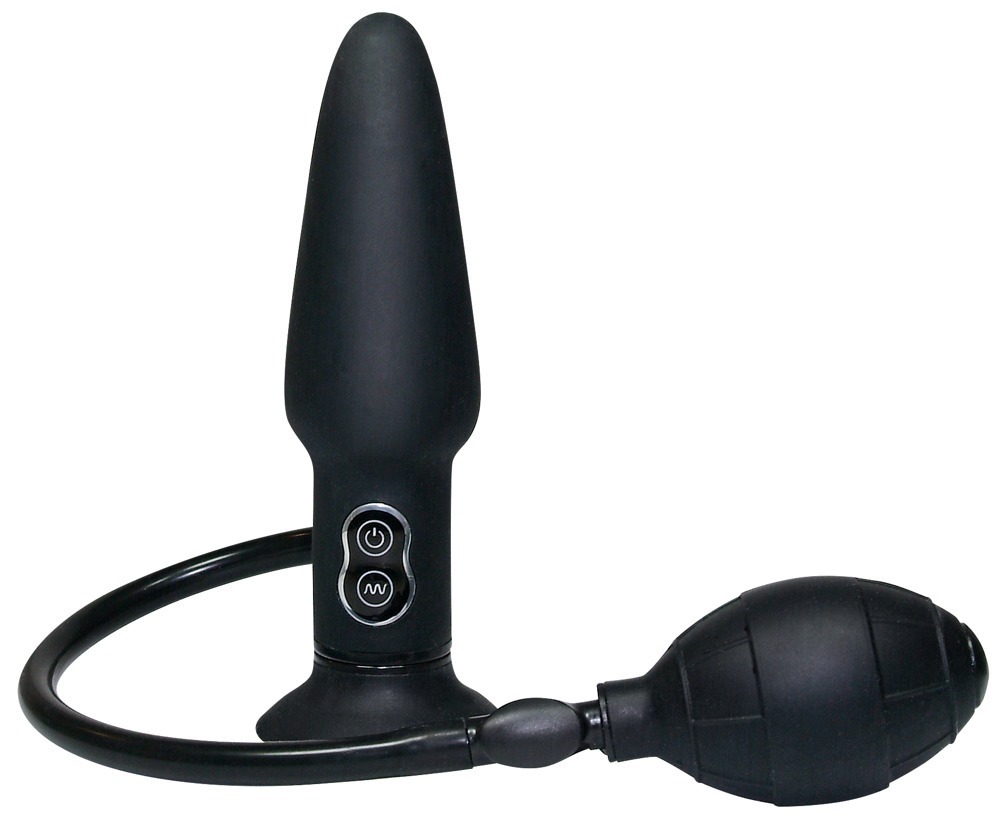 Korek analny silikonowy z wibracjami pompowany True Black 17 cm — zdjęcie 2