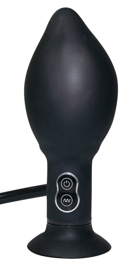 Korek analny silikonowy z wibracjami pompowany True Black 17 cm — zdjęcie 4