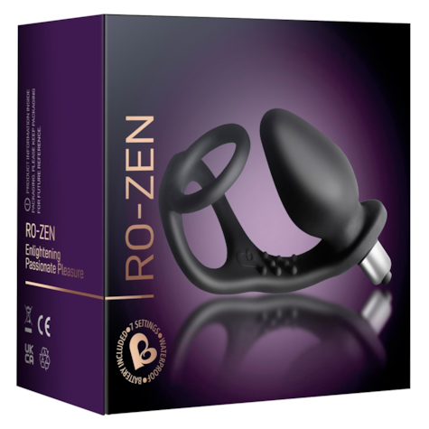 Korek analny silikonowy z wibracjami 14 cm i pierścień RO-ZEN Rocks Off