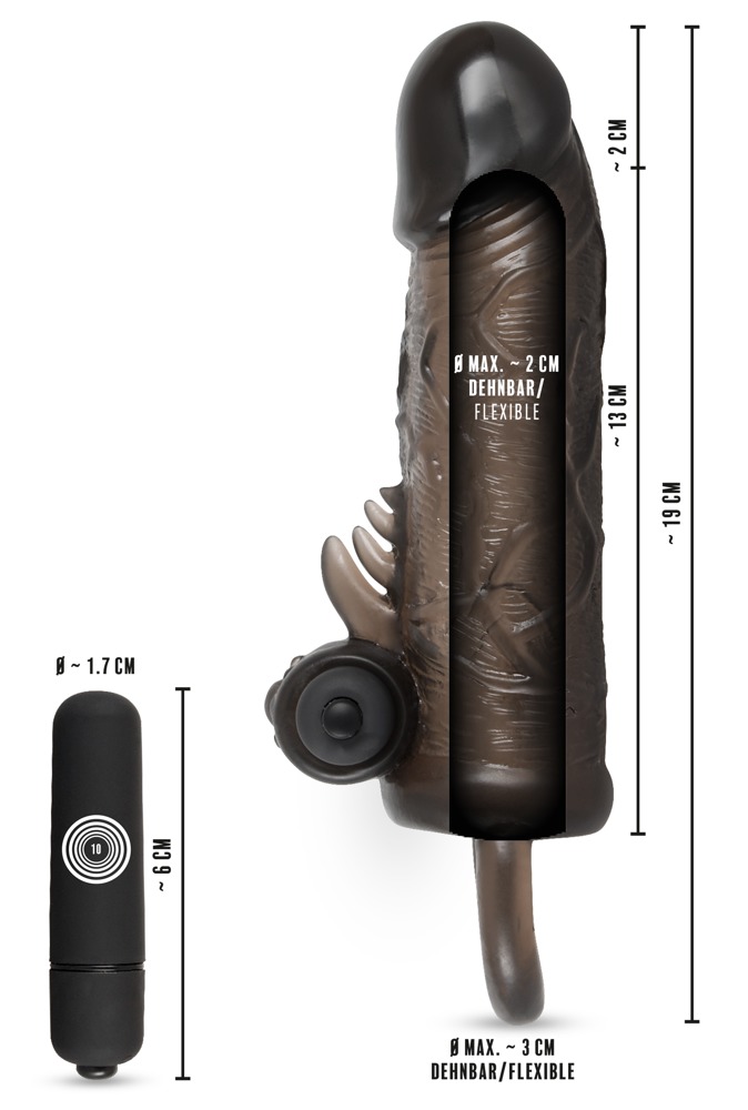 Przedłużka na penisa z wibracjami REBEL - 19cm — zdjęcie 7