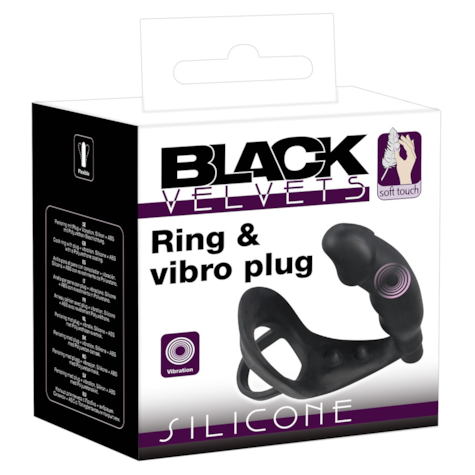 Black Velvets Pierścień z korkiem analnym i wibracjami