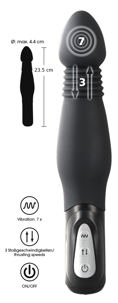 Wibrator analny silikonowy z funkcją pchnięcia 23,5 cm — zdjęcie 7