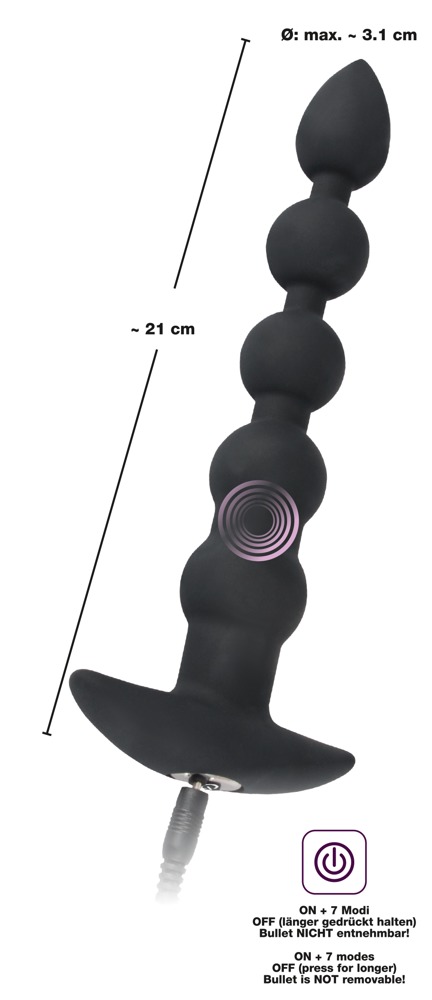 Koraliki analne silikonowe z wibracjami 21 cm Black Velvets — zdjęcie 6