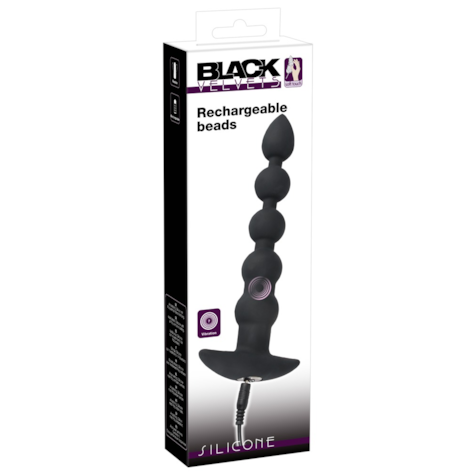 Koraliki analne silikonowe z wibracjami 21 cm Black Velvets