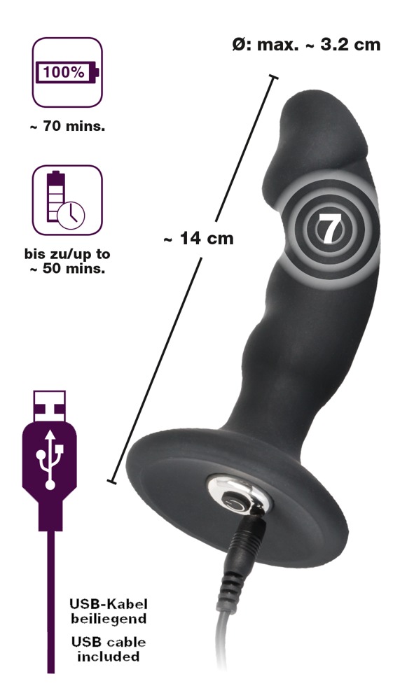 Korek analny silikonowy z wibracjami 14 cm Black Velvets — zdjęcie 7