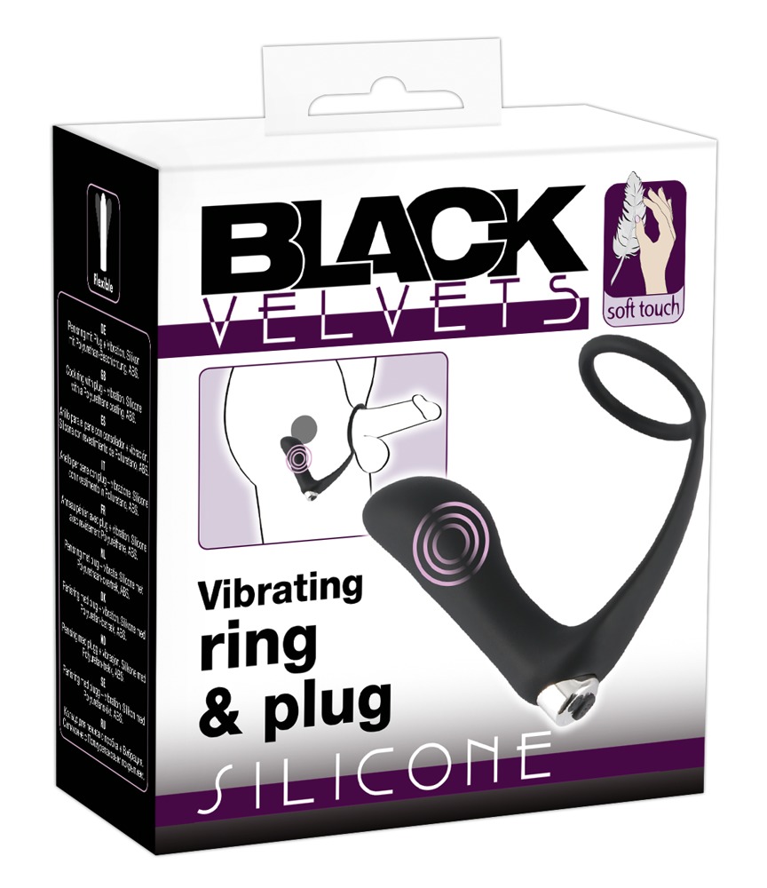 Black Velvets Piercieñ i korek z wibracjami