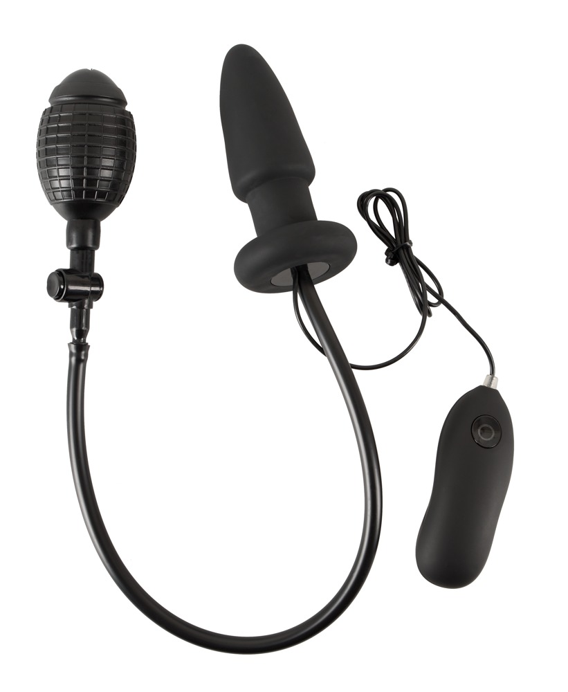 Korek analny silikonowy pompowany z wibracjami 12,2 cm — zdjęcie 2
