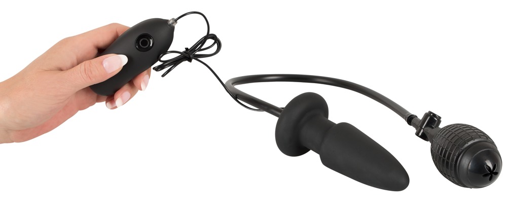 Korek analny silikonowy pompowany z wibracjami 12,2 cm — zdjęcie 4