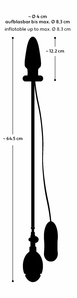 Korek analny silikonowy pompowany z wibracjami 12,2 cm — zdjęcie 7