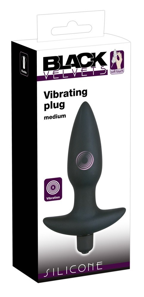 Korek analny silikonowy z 5 poziomami wibracji Black Velvets