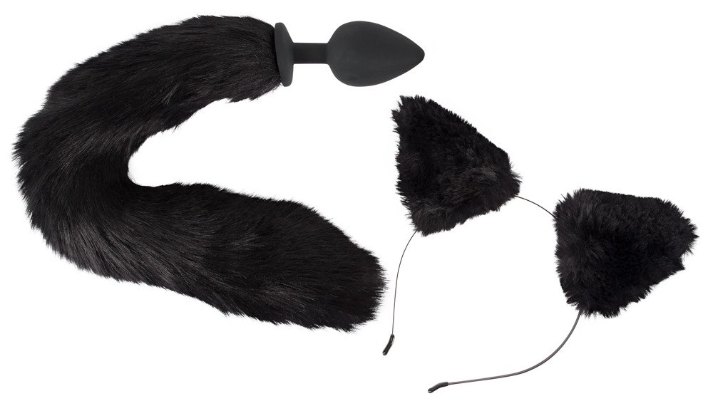 Korek analny silikonowy z ogonem 9,3 cm i kocie uszy Bad Kitty — zdjęcie 2