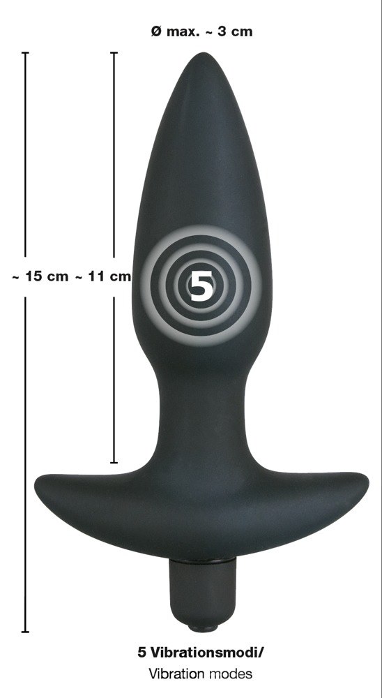 Korek analny silikonowy z 5 poziomami wibracji Black Velvets — zdjęcie 5