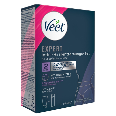 Veet Zestaw do depilacji miejsc intymnych krem do depilacji, pianka 2x50 ml