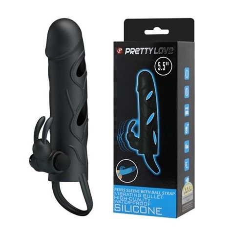 Pretty Love 5,5 Inch Vibrating Penis Sleeve Black