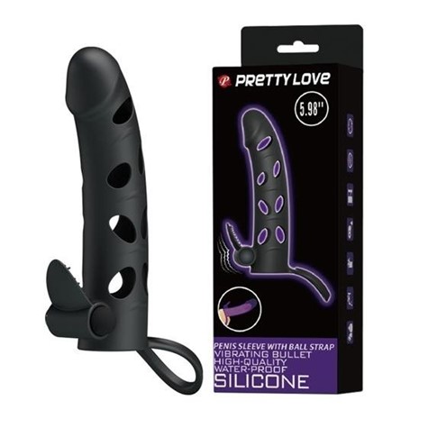 Pretty Love 6 Inch Vibrating Penis Sleeve Black