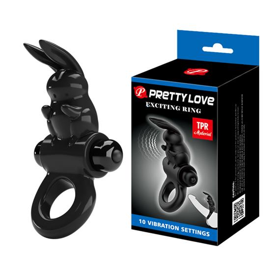 Pretty Love Exciting Vibrating  Cock Ring Black