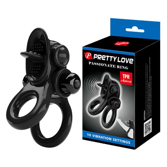 Pretty Love Vibrating Pasionate Cock Ring Black