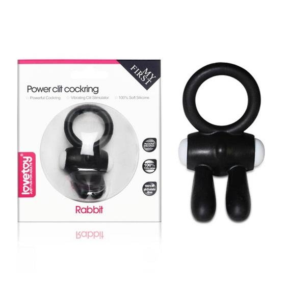 Power Clit Cockring Bunny Black