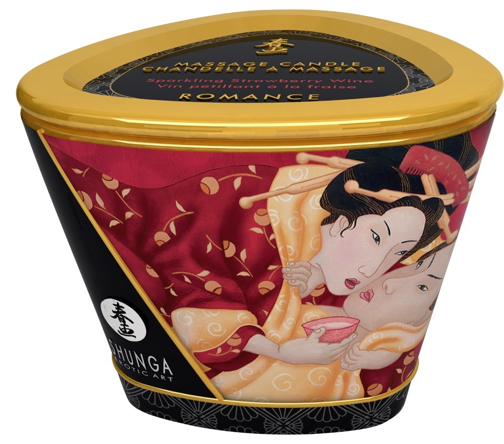 Świeca do masażu Romance Sparkling Strawberry Wine 170ml Shunga — zdjęcie 2