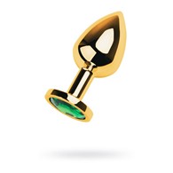 Gold anal plug TOYFA Metal with green round-shaped gem