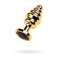 Golden anal plug with  black gem