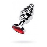 Silver anal plug with red gem