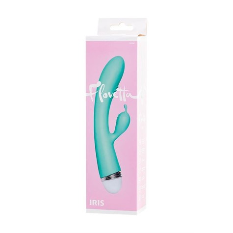 Vibrator with clitoral stimulator Flovetta by Toyfa Iris, silicone, mint, 22 cm