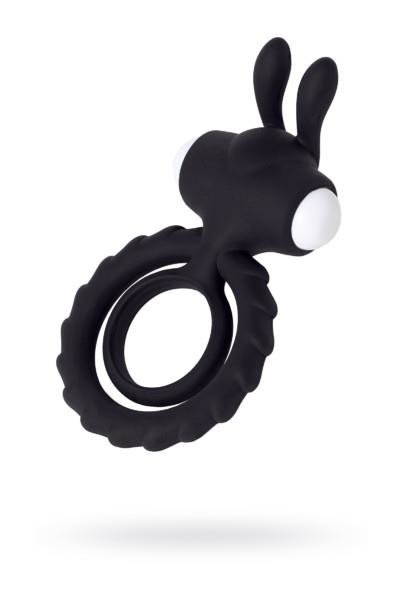 JOS GOOD BUNNY, Penis vibrating ring, silicone, black, 9cm