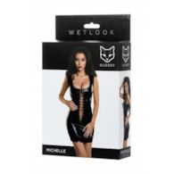 Glossy Shiny Wetlook dress with a lace MICHELLE