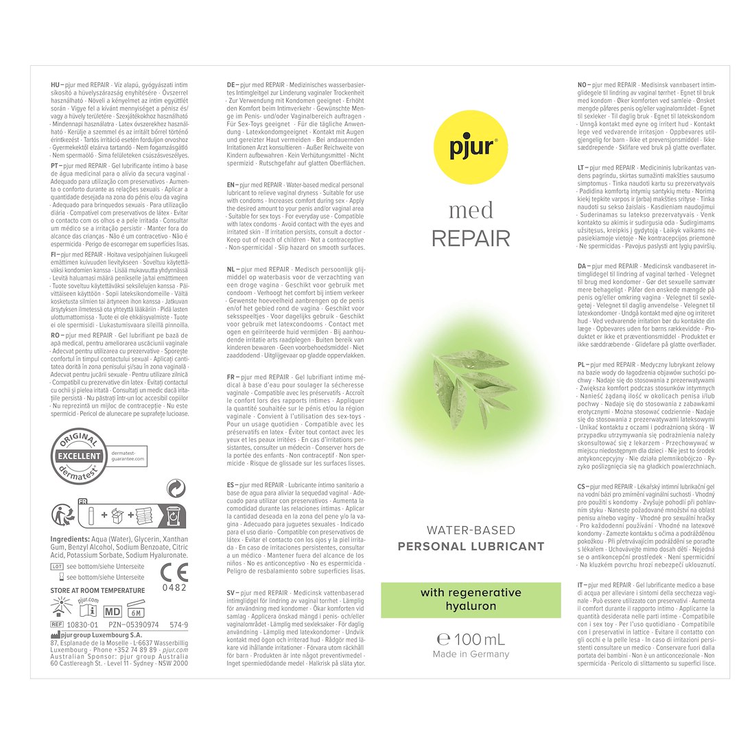 Lubrykant regenerujący na bazie wody med Repair 100 ml Pjur — zdjęcie 5