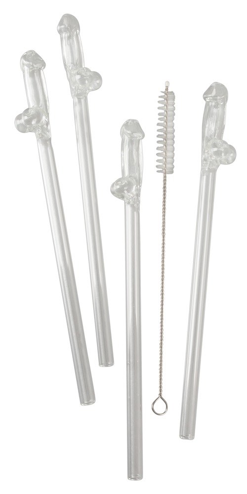 kein Label - Glass Drinking Straw Willy x 4