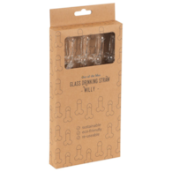 Glass Drinking Straw Willy x 4