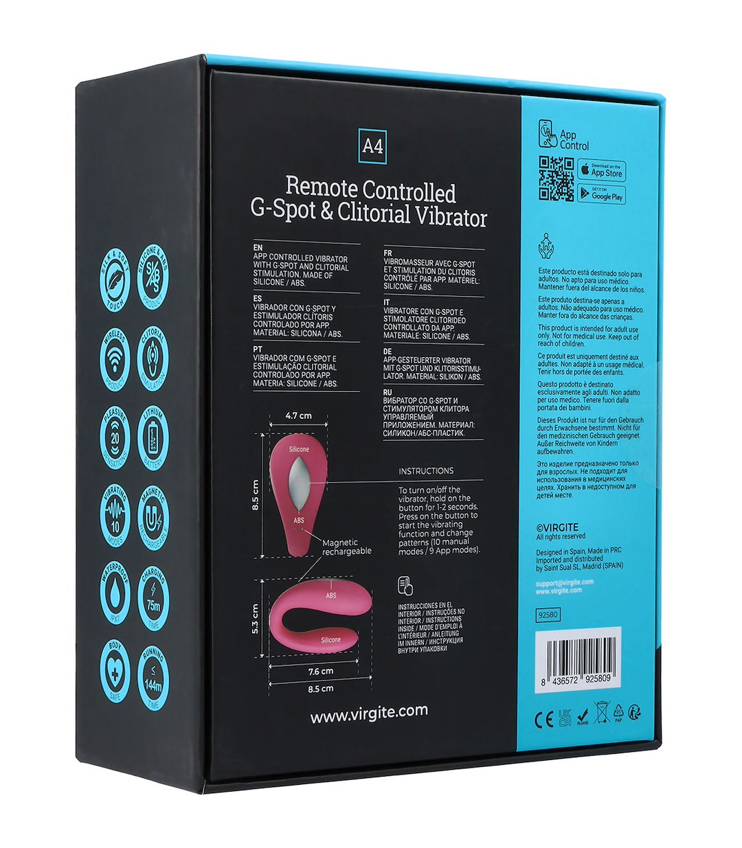 A4 REMOTE CONTROLLED G-SPOT & CLITORIAL VIBRATOR — zdjęcie 3