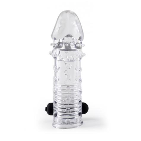 REALISTIC PENIS SHEATH S11 TRANSPARENT 15'5 CM W/ VIBRATION