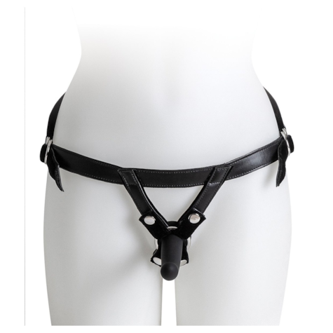 HARNESS WITH BLACK DILDO SIZE S
