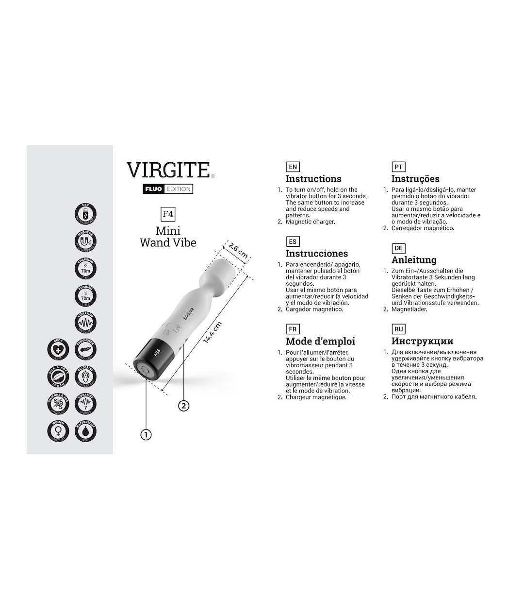 F4 FLUO SILICONE RECHARGEABLE VIBRATOR — zdjęcie 3