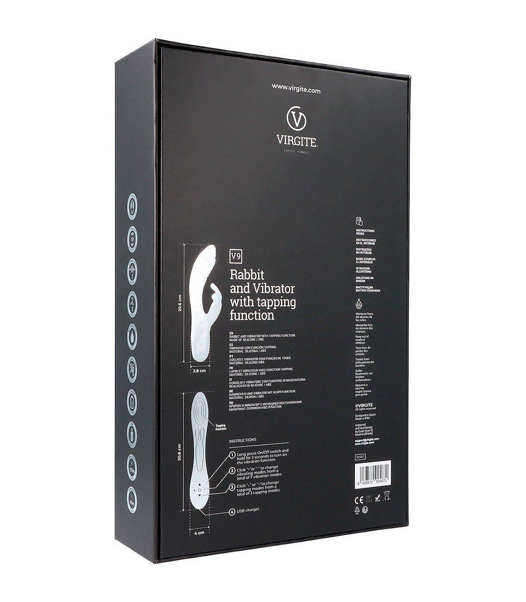 V9 BLACK RECHARGEABLE TAPPING VIBRATOR — zdjęcie 3
